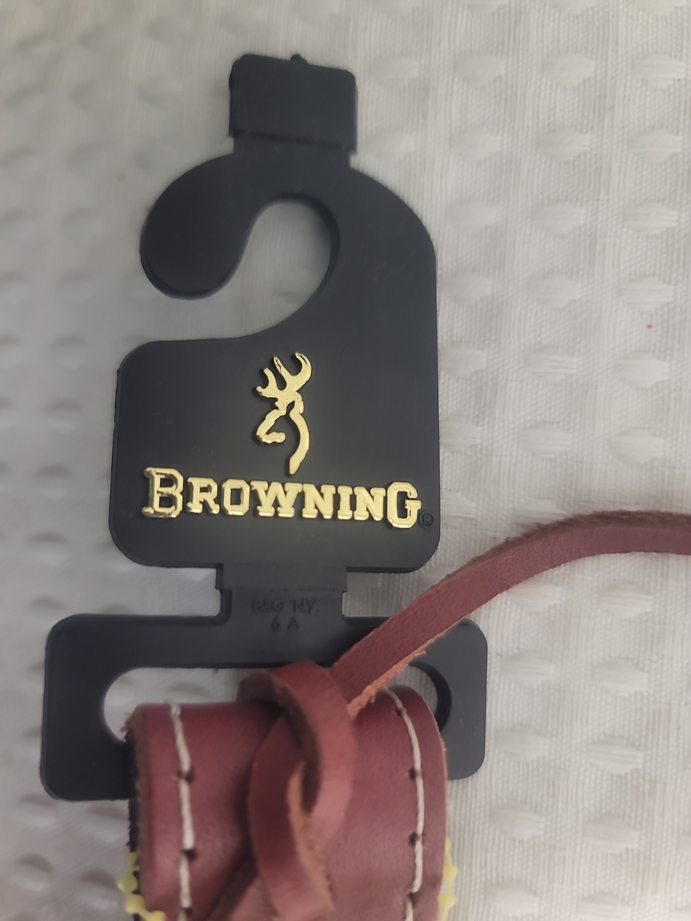 Browning Maroon Leather Rifle Sling with White Contrast Stitching - Picture 2 of 9